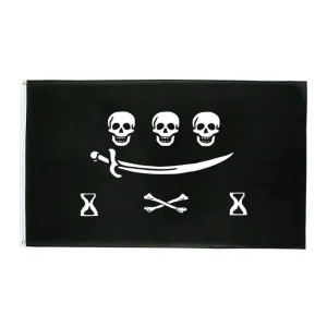 Drapeau Pirate - 3 Tête Stylisé